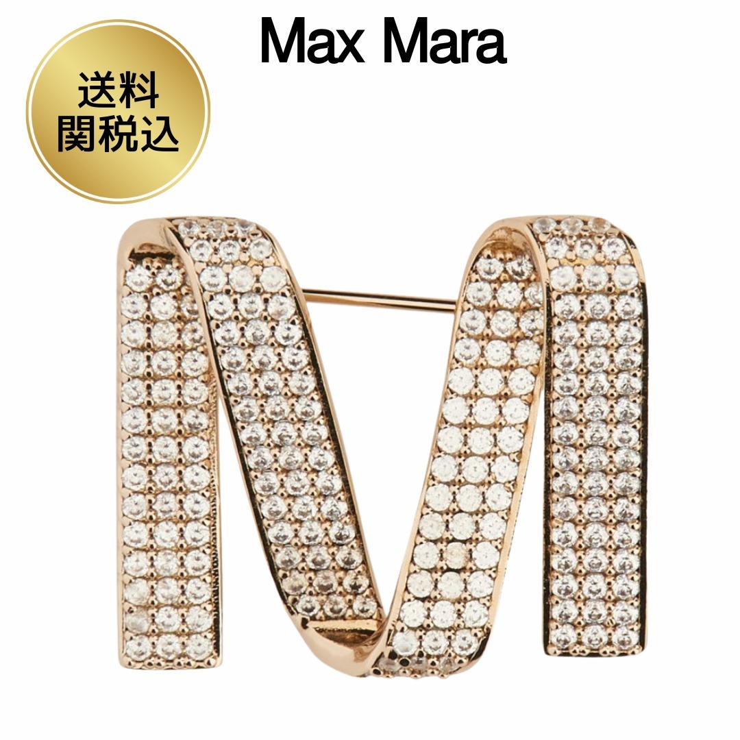 【MAX MARA】ラインストーン付きMブローチ 関税送料込