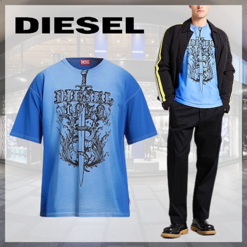 DIESEL* ディーゼル ロゴ クルーネック 柄入り 半袖 Tシャツ
