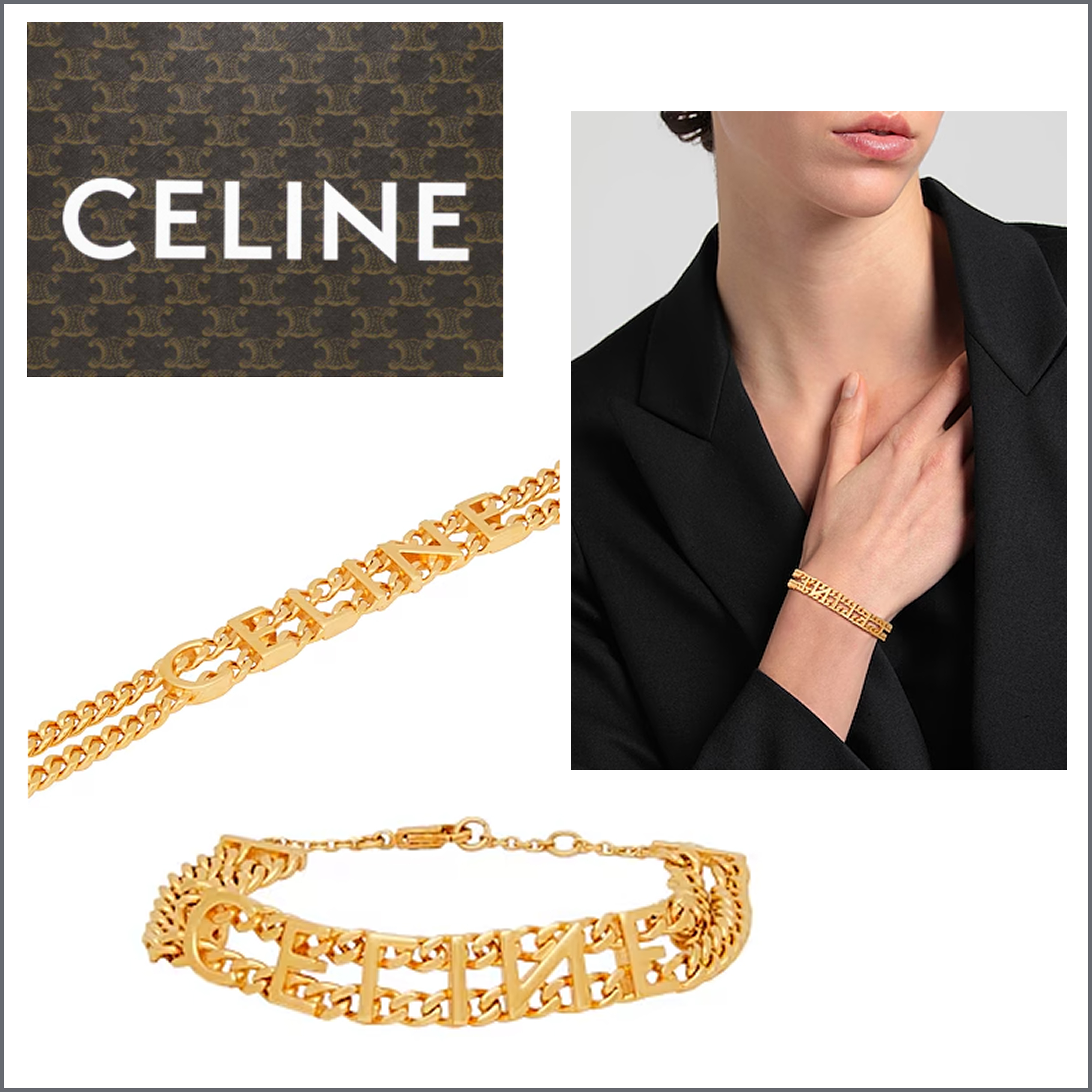 値下げ【CELINE（セリーヌ）】ロゴ チェーンブレスレット