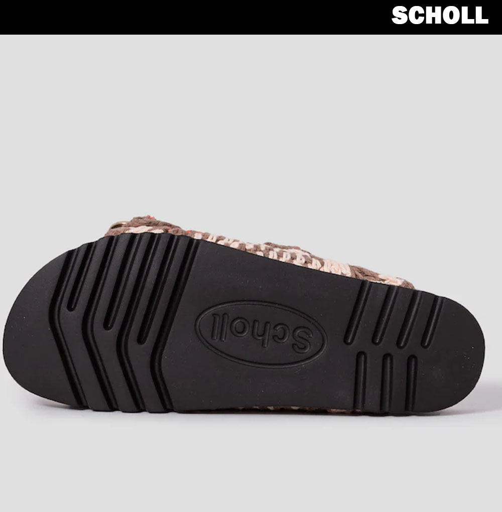 SCHOLL ● Cork Two Strap Crochet Sandals -Yellowish Brown