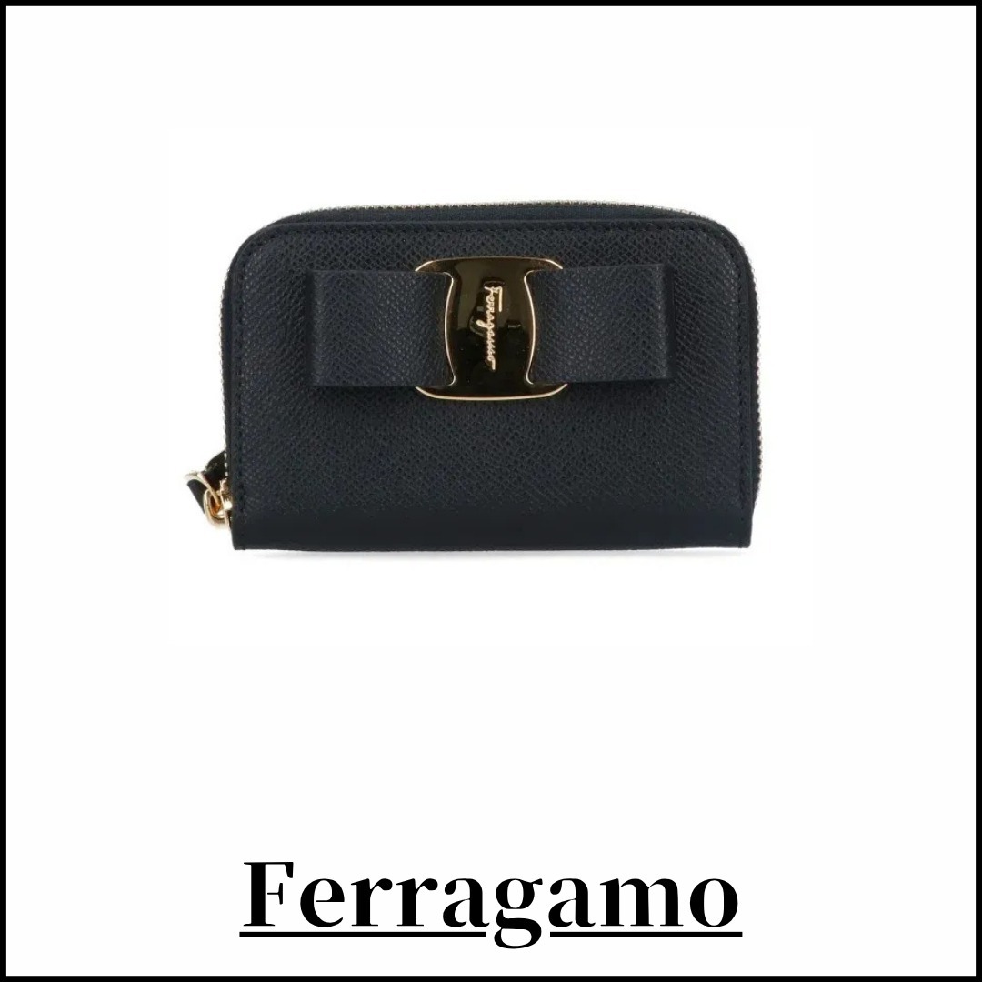 関税込【Ferragamo】リボンディテール ジップアラウンド 財布