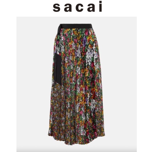 関税,送料無料 Sacai 花柄プリーツワンピース