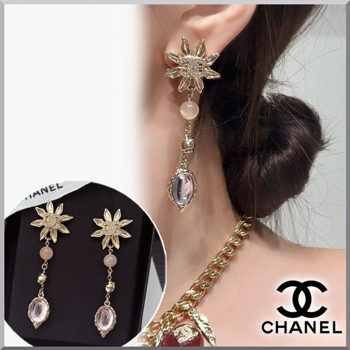 《揺れる天然石が美しい♪》CHANEL ペンダントピアス