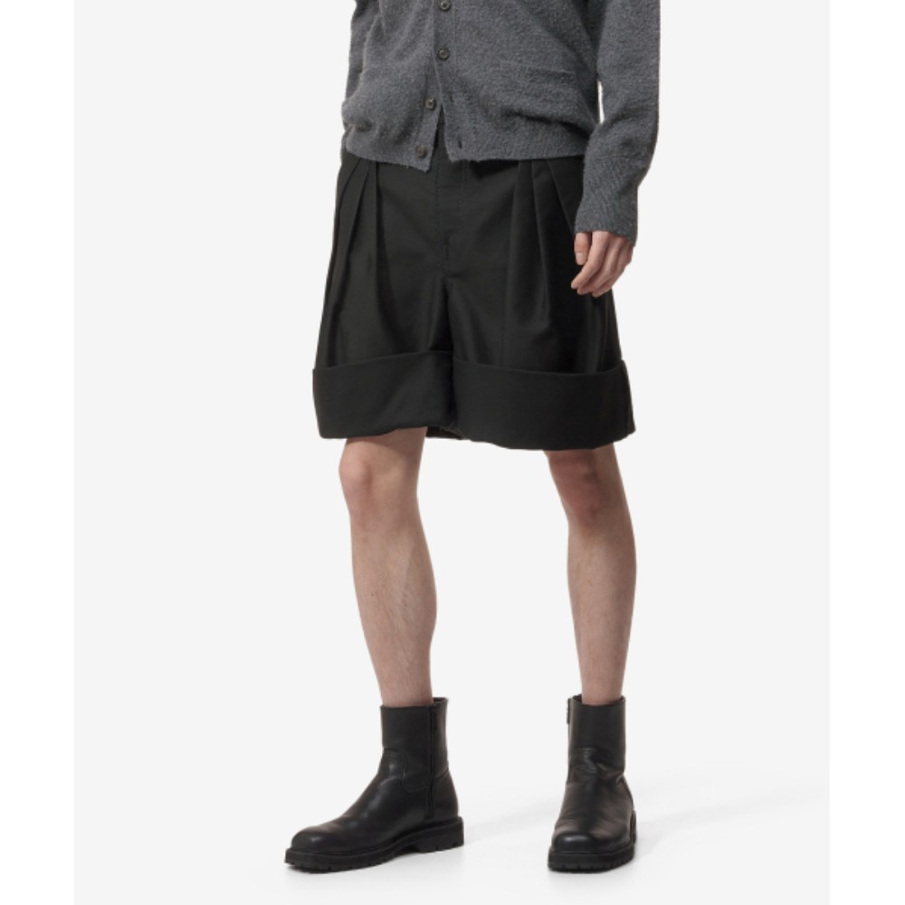 ■Maison Margiela■ Cotton satin pleated shorts pants black