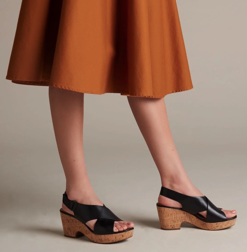 CLARKS コーラル ウエッジ サンダル コルク ヒール 7.5cm 軽量