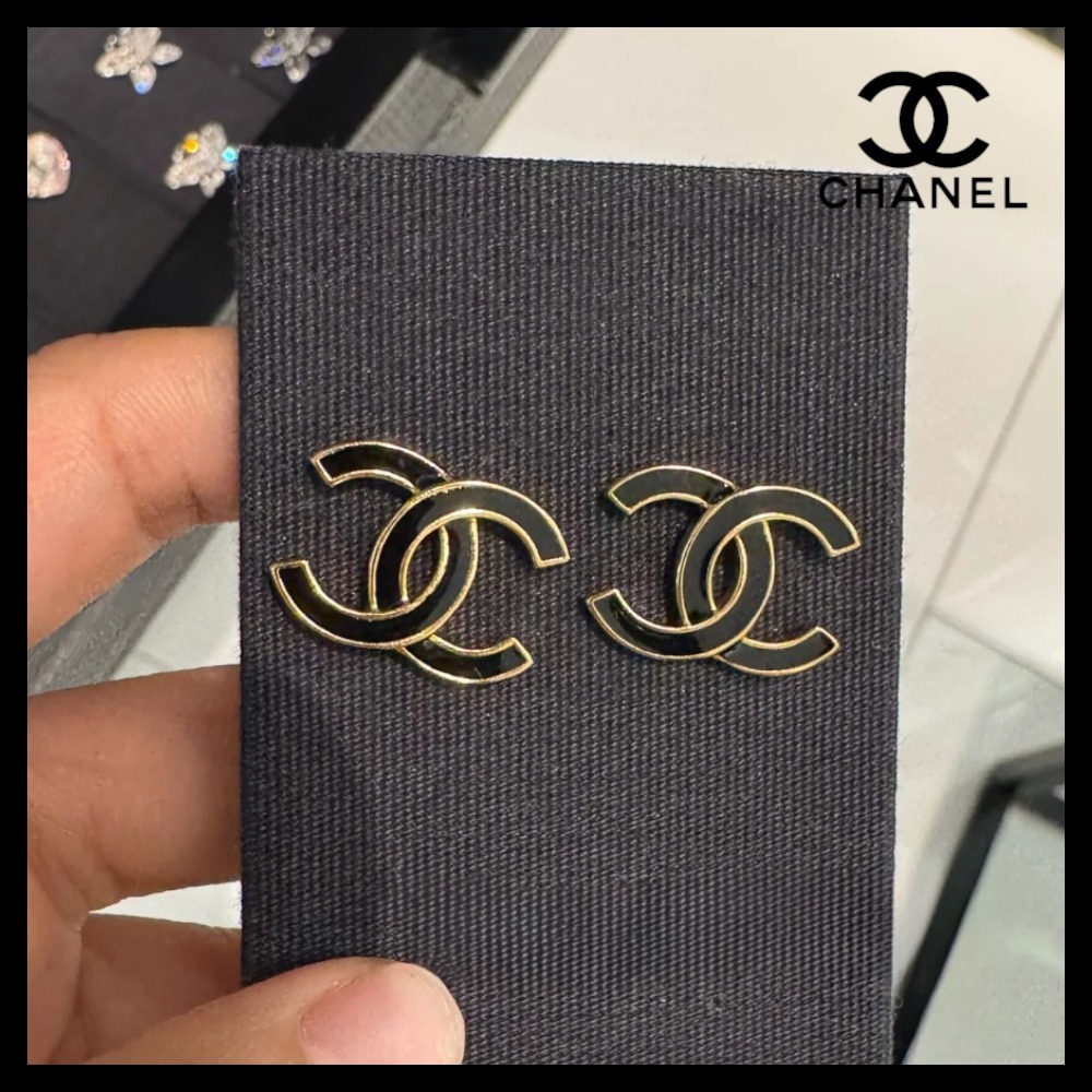 【大人上品♪ゴールドブラック】CHANEL★CCマーク ピアス