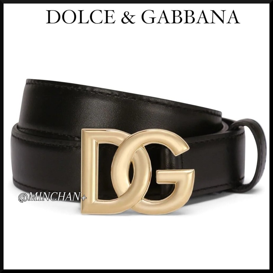 関税込み【DOLCE&GABBANA】DGロゴ カーフスキン ベルト