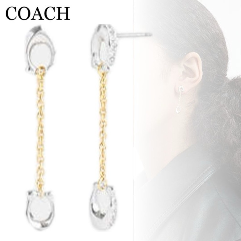 すぐ届く*COACH*パヴェ シグネチャー チェーン リニア ピアス