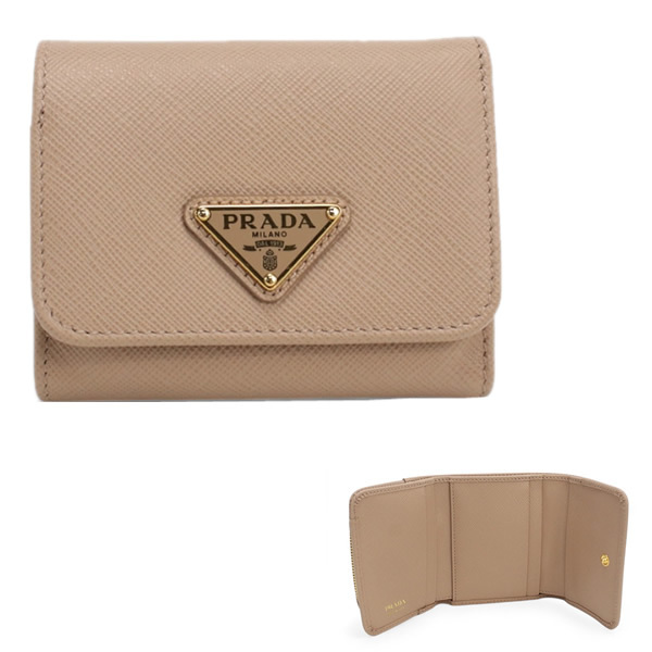 プラダ PRADA 三つ折り財布 折り畳み トライアングルロゴ 1MH044