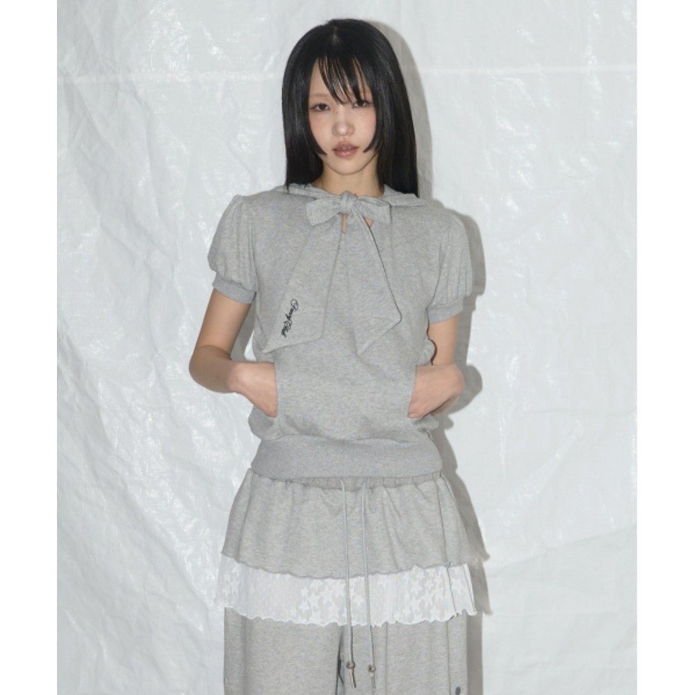 ■FANCY CLUB■ Puff Round Scarf Hoodie MELANGE GRAYF25QB081