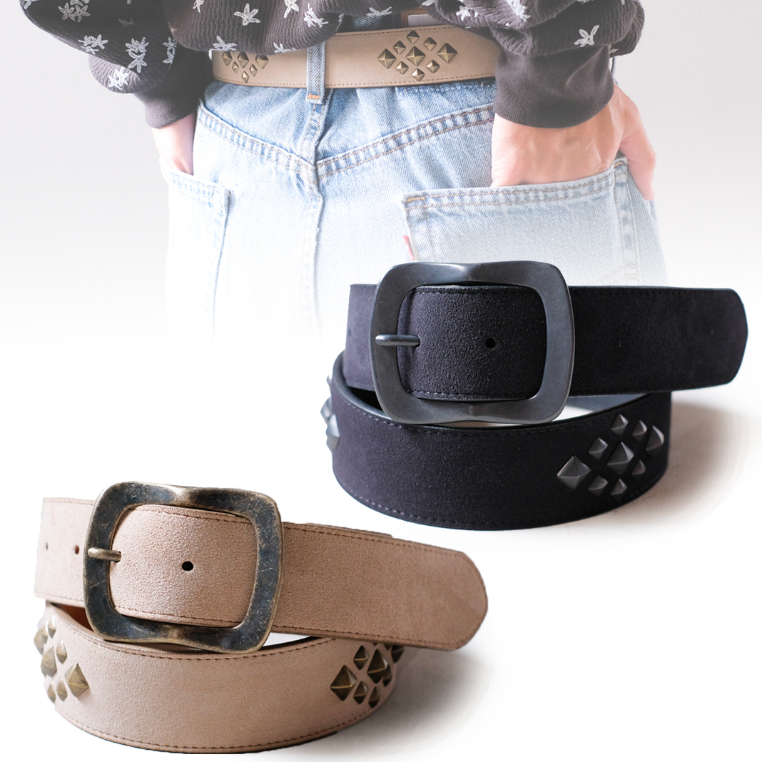 【Needles】Square Studs ベルト Suede レザースタッズ すぐ届く