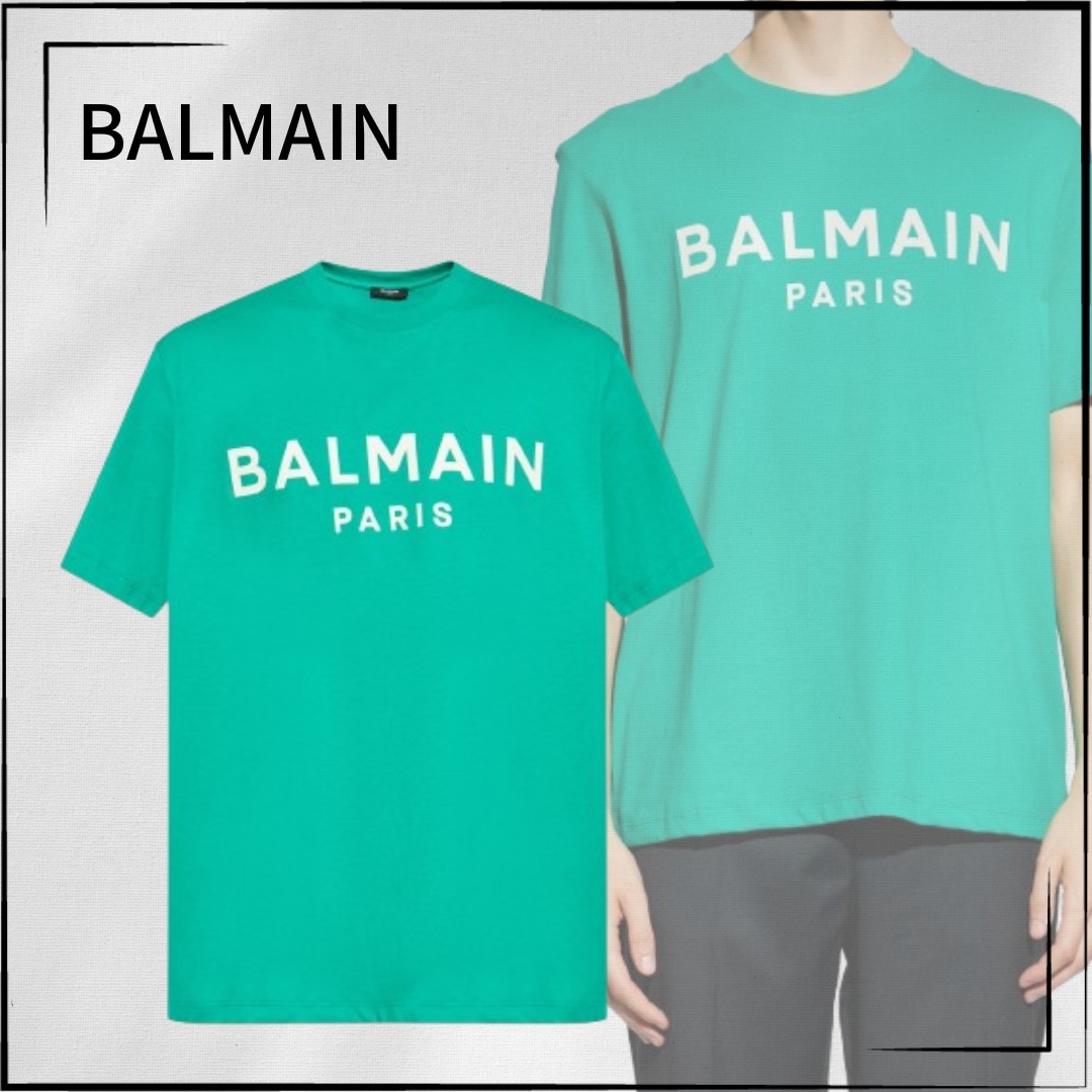 【BALMAIN】関税込☆プリントTシャツ グリーン