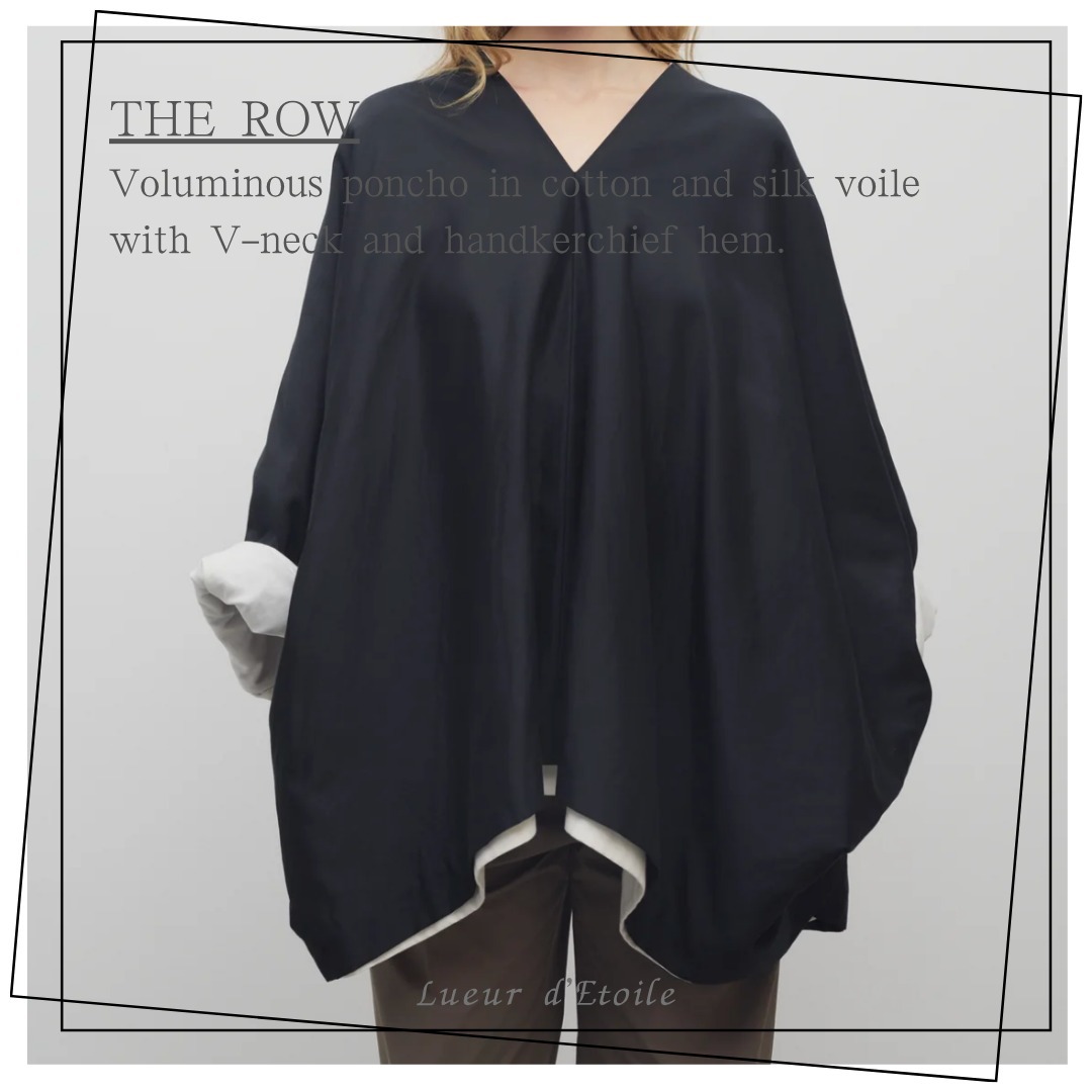 【THE ROW】Voluminous poncho in cotton and silk voile Black
