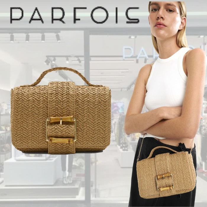 【日本未入荷】PARFOIS フラップ付きラフィア風ハンドバッグ