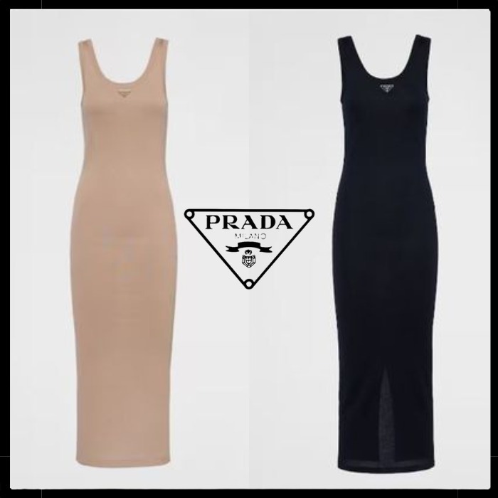 【注目の新作☆】PRADA コットン リブニット ドレス