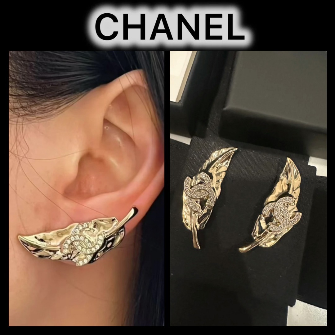★オシャレなフェザーモチーフ★CHANEL ピアス