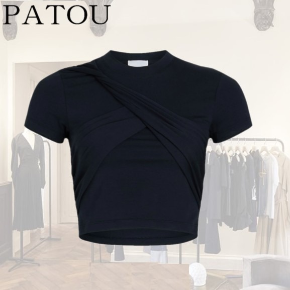【PATOU】クロップドクルーネックTシャツ