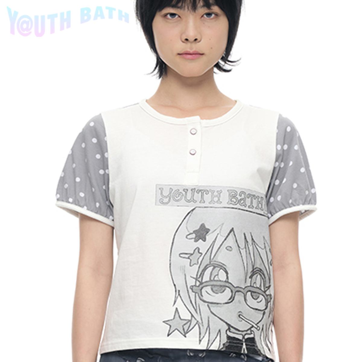 ★YOUTHBATH★YB x Oliwa Dot Puff Sleeve Henley Top★正規品
