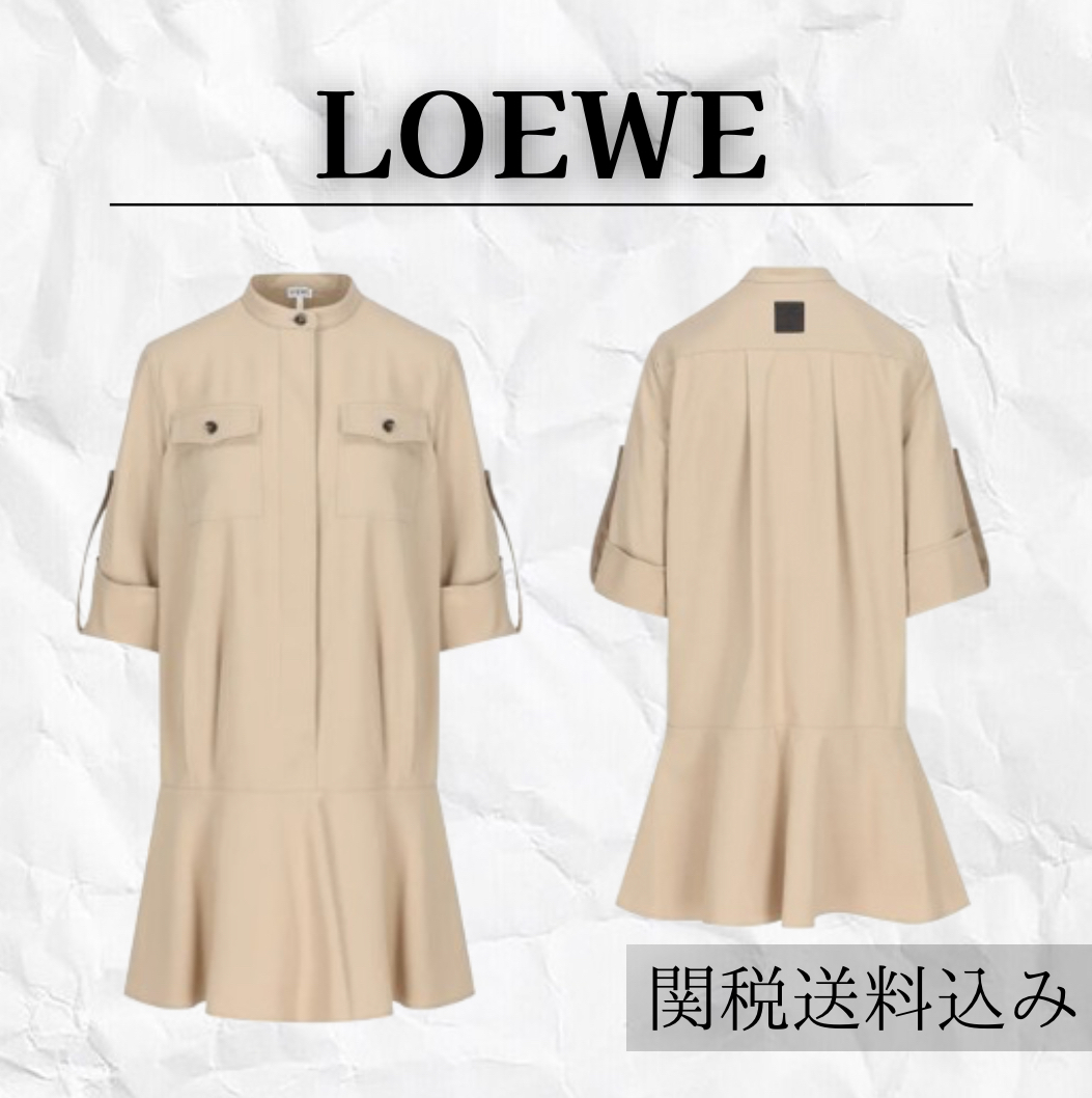 LOEWE コットン ミニ ドレス ベージュ