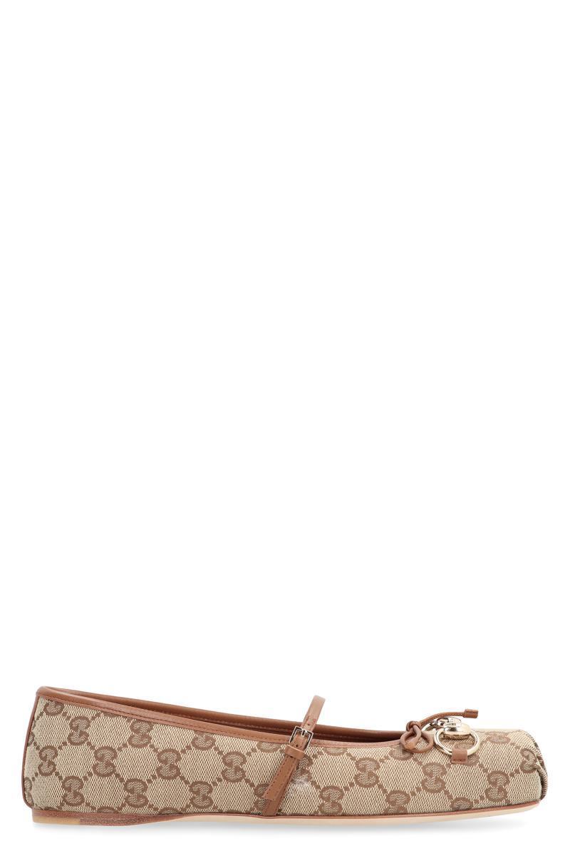 【関税＆送料込み】Gucci Fabric Ballet Flats With Logo