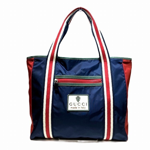 グッチ シェリーライン ナイロン トートバッグ