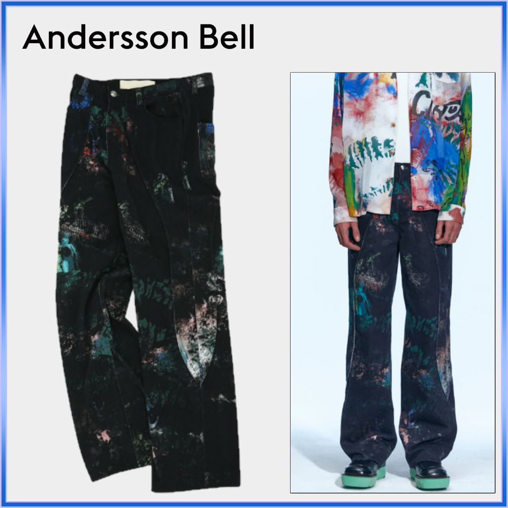 ANDERSSON BELL カーブド ワイドデニム ブラック apa644m