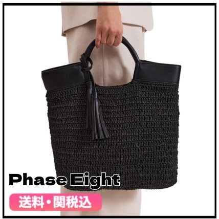 ★Phase Eight★ 【2way】ブラック ラフィアバッグ 送料関税込み