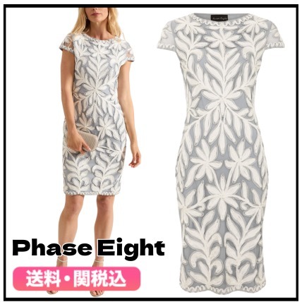 ★Phase Eight★ 清楚ブルー レース刺繍ワンピース 送料関税込み