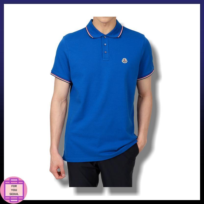 ★MONCLER★三線 ライニング ロゴパッチ 半袖 カラーTシャツ