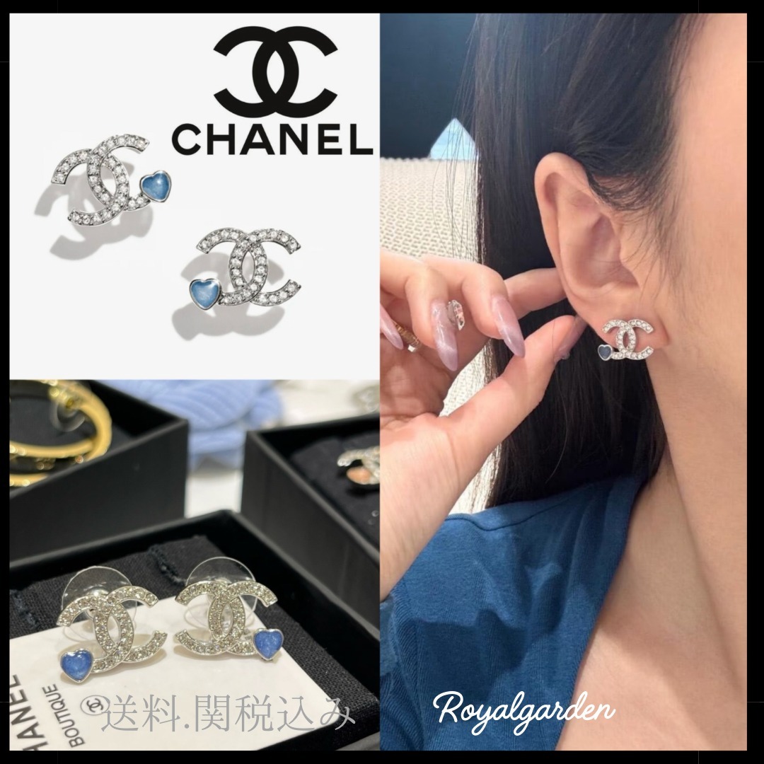 【小さなハートが可愛い】CHANEL シャネル ロゴ ピアス 25P