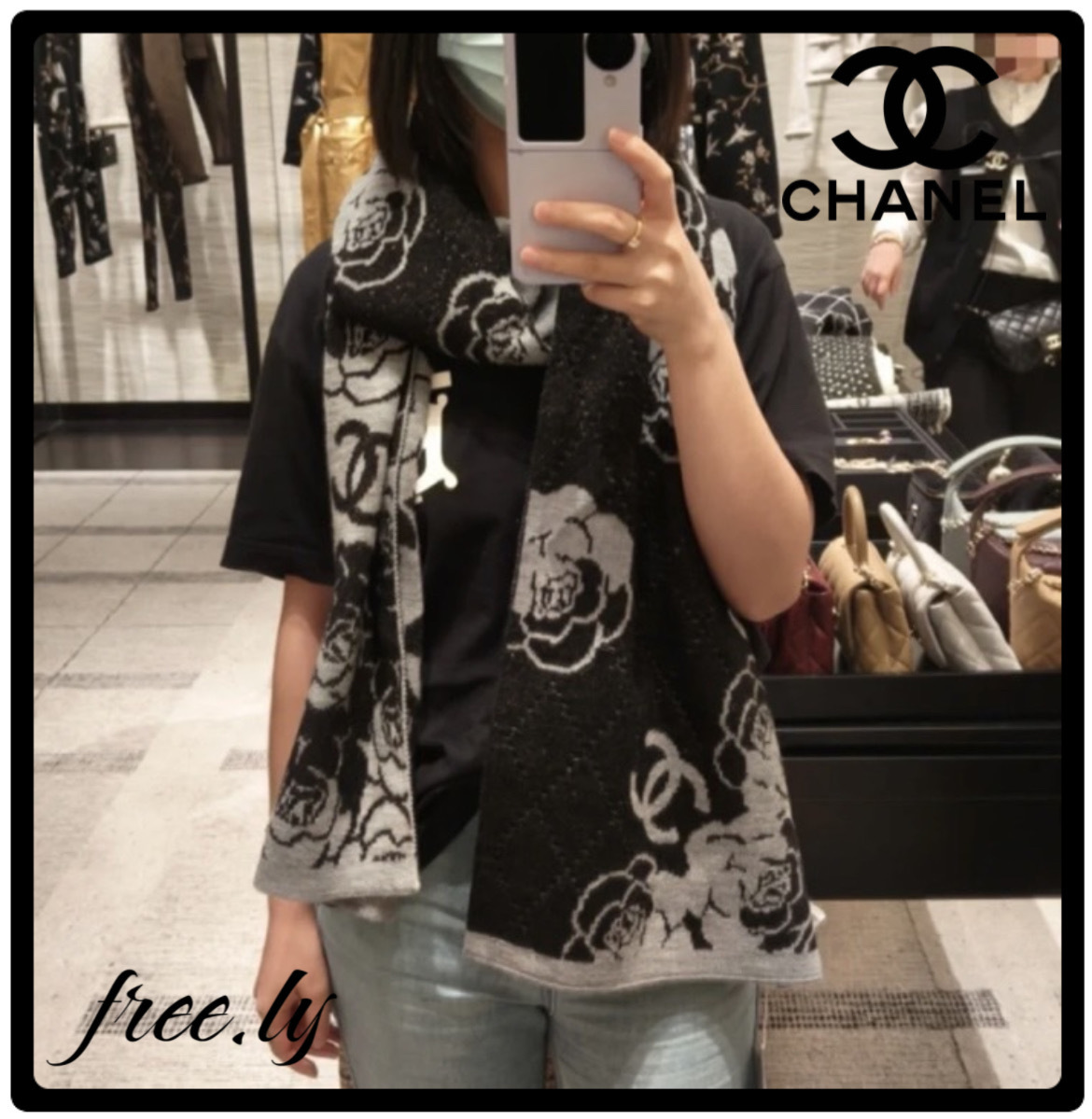 【首元を彩る気品あるカメリア】CHANEL マフラー