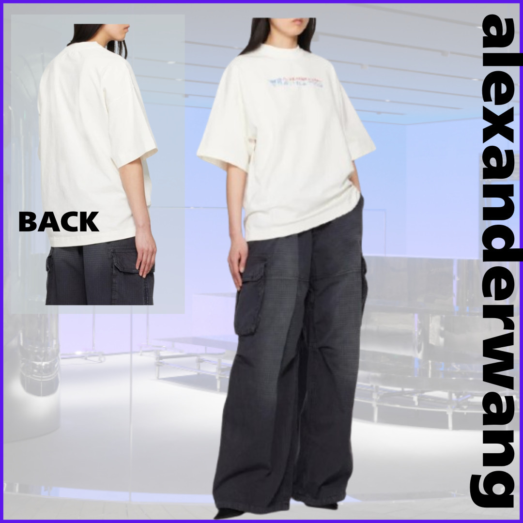 AlexanderWangユニセックス ロゴプリント クルーネック Tシャツ
