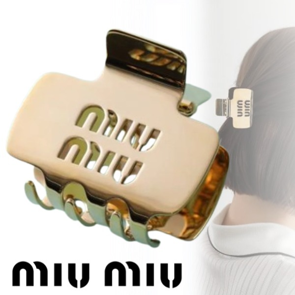 *Miu Miu*ミュウミュウ クロウクリップロゴ ブラス ヘアクリップ