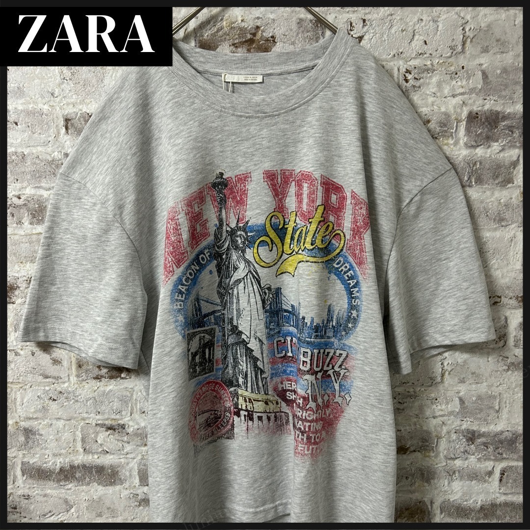 【ZARA】ウォッシュ加工プリントTシャツ