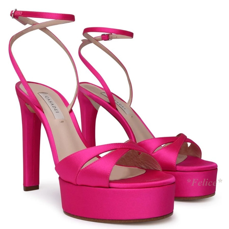【CASADEI】 サテン プラットフォーム サンダル