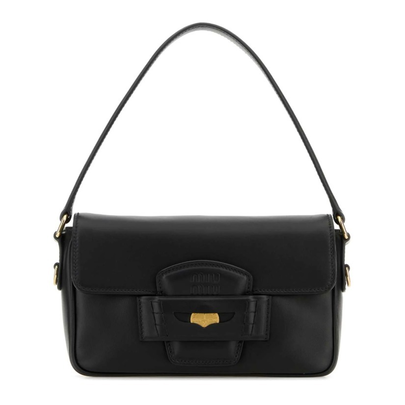【関税・送料無料】Miu Miu ブラックレザーハンドバッグ