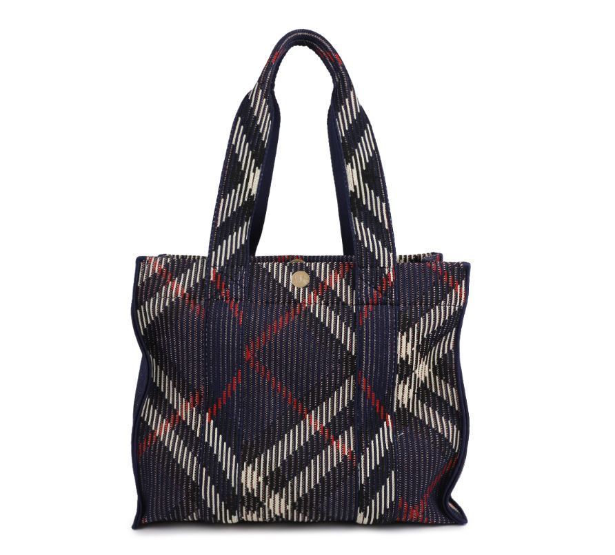 【BURBERRY】CHECK KNITTED TOTE BAG SMALL