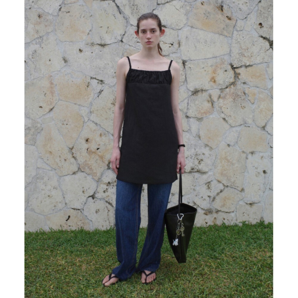 ■LOW CLASSIC■ SHRRING STRING DRESSBLACK LC242_DR01BK