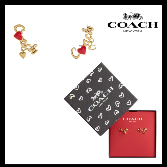 即納*【COACH】コーチ ハート スクリプト クローラー ピアス