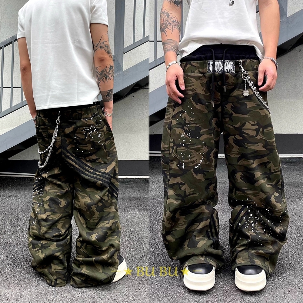 DARKFOG ストリート レイヤード風 迷彩 ロングパンツ 大人気