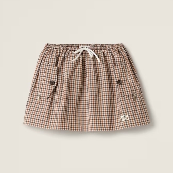 【MiuMiu】 ギンガムチェック テクニカルファブリック スカート