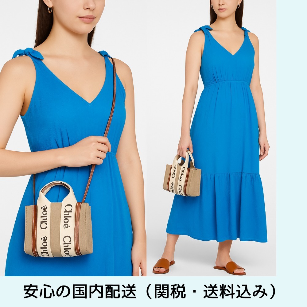CHLOE Woody リネンスミニトートバッグ