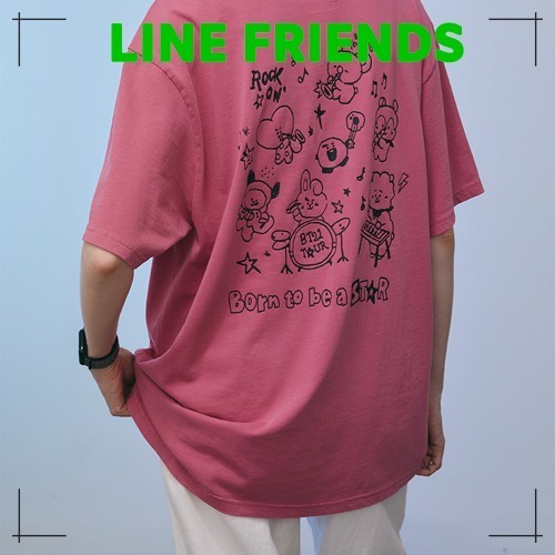 公式 BT21 バンド 半袖 Tシャツ マゼンタピンク 韓国限定