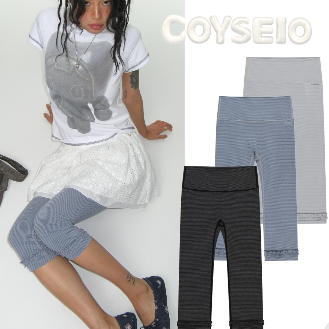 期間限定クーポン発行★COYSEIO 25ss STRIPE ROUGH LEGGINGS