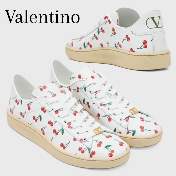 Valentino☆ロイコ チェリーフィック柄 スニーカー ホワイト