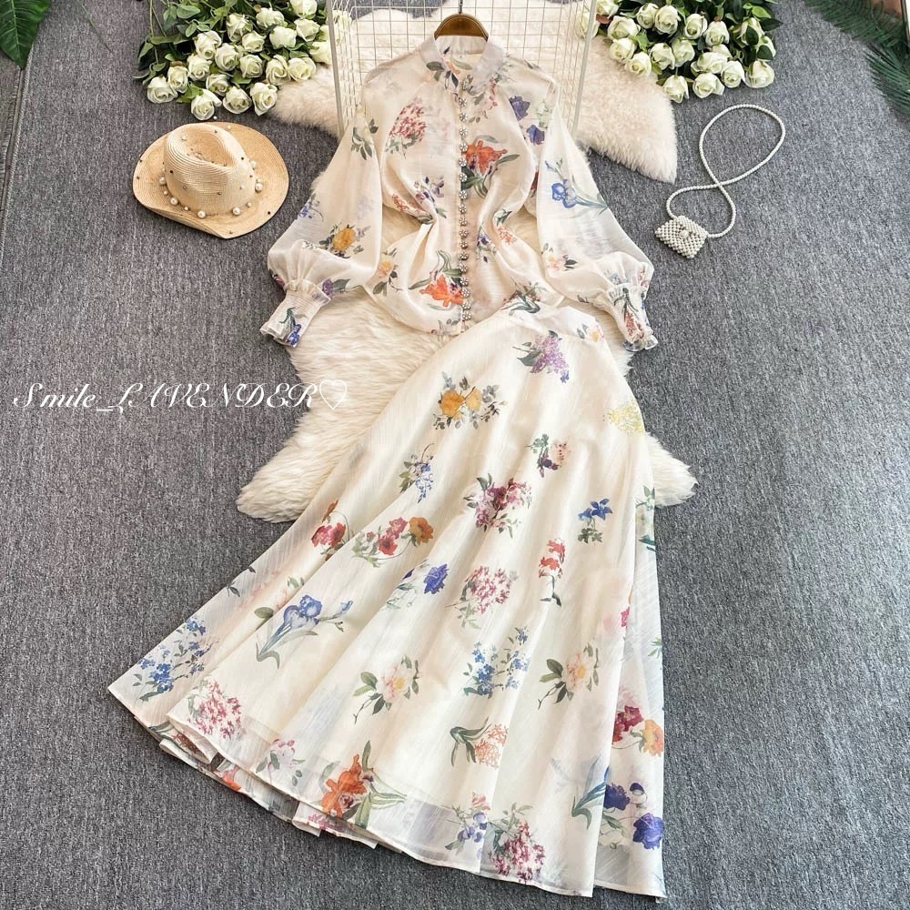 ★トップス ブラウス シャツ スカート 花柄 シースルー セット