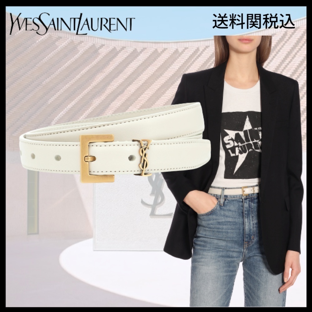 送料関税込★Saint Laurent★モノグラム・レザー・ベルト