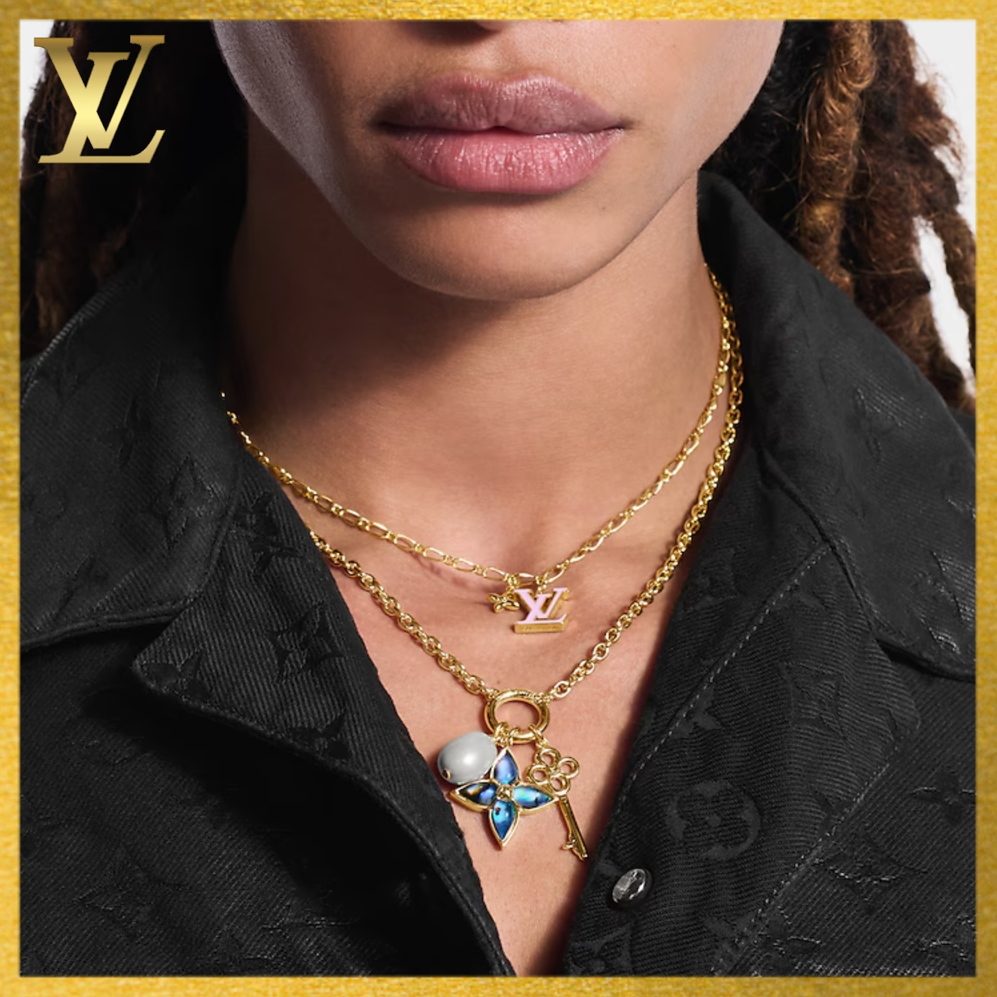 LOUIS VUITTON ボヘミアンシックな ネックレス LVレイヤーカラー