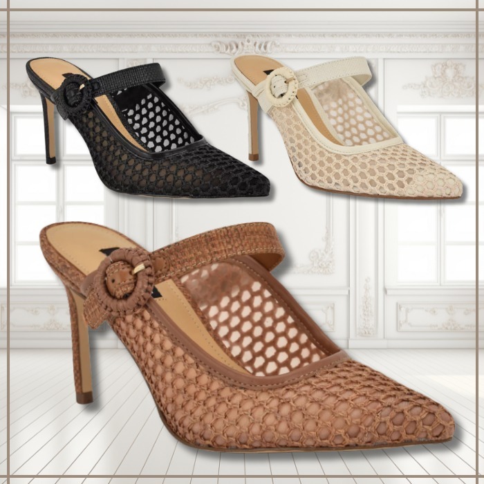 注目☆【NINE WEST】バックルストラップ スリッポン パンプス