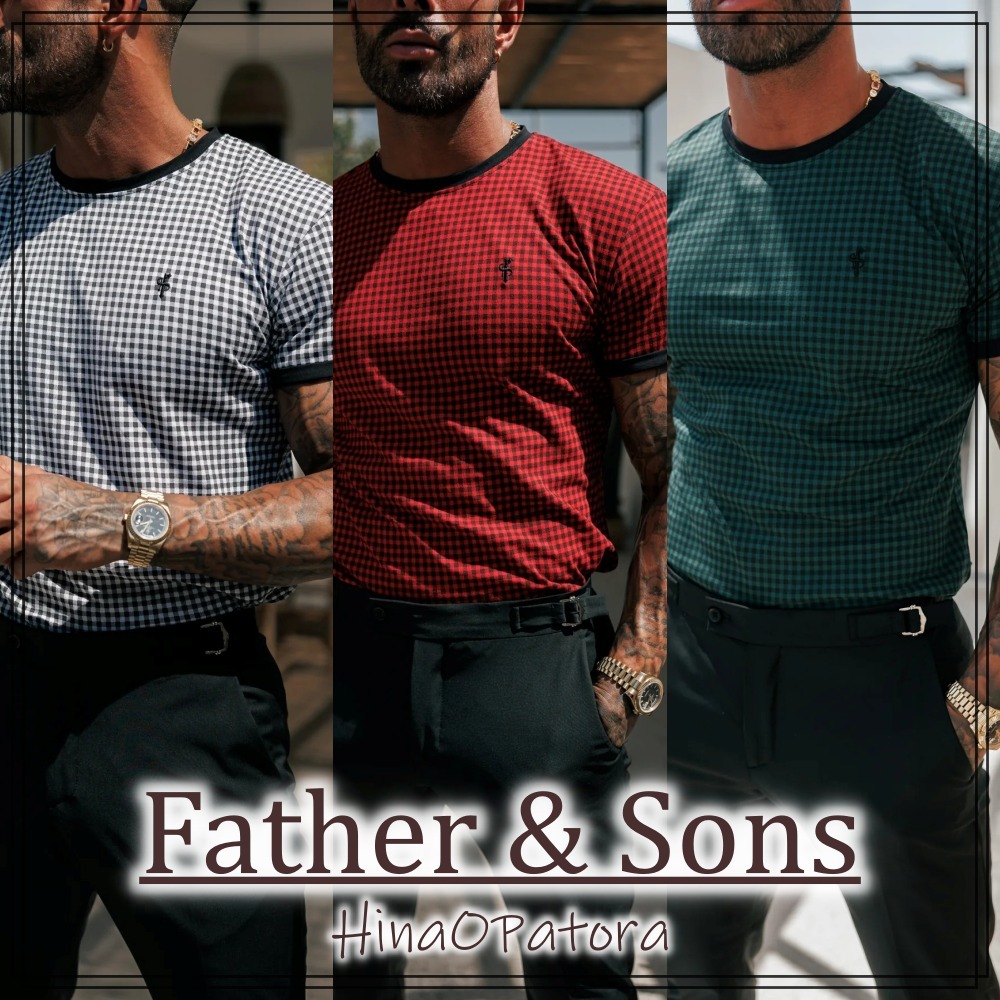 関送込*Father & Sons*チェック フィット Tシャツ